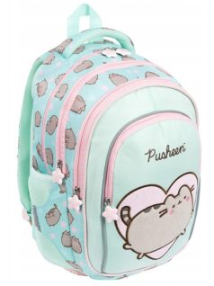   Pusheen cicás hátizsák, iskolatáska, 40x28x18cm, mentazöld