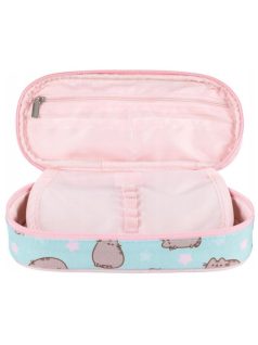   Pusheen cicás tolltartó, beledobálós, ovális, mentazöld