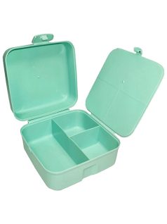 Pusheen cicás uzsonnás doboz, 14x14x8cm, zöld-rózsaszín