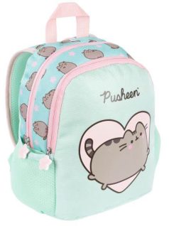 Pusheen cicás hátizsák, ovis, 28x23x10cm, mentazöld