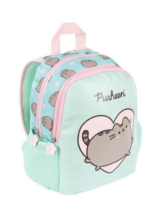 Pusheen cicás hátizsák, ovis, 28x23x10cm, mentazöld