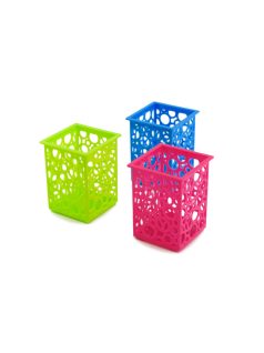   Asztali tároló kosár, műanyag, 7,6x7,6x10 cm, szögletes, 3 féle szín