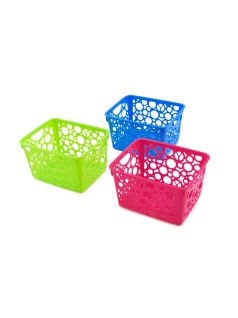   Asztali tároló kosár, műanyag, 11,6x14,5x8,4 cm, téglalap, 3 féle szín