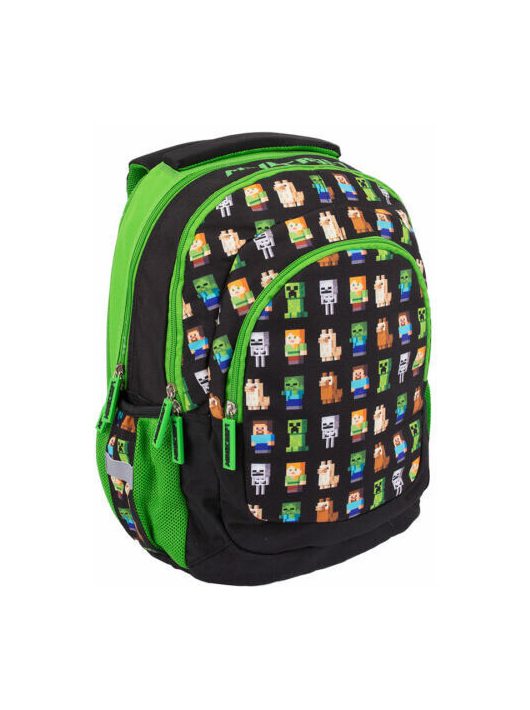 Minecraft ergonómikus hátizsák, iskolatáska, 3 rekeszes, 39x28x15cm, Multi Characters, Astra