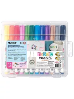 Textilfilc 12 db-os szett, Mungyo Fabric Marker FMF-12A