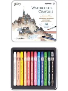   Akvarellkréta 12 db-os szett fémdobozban, Mungyo Gallery Watercolor Crayons MAC-12T