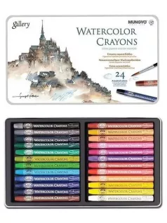   Akvarellkréta 24 db-os szett fémdobozban, Mungyo Gallery Watercolor Crayons MAC-24T