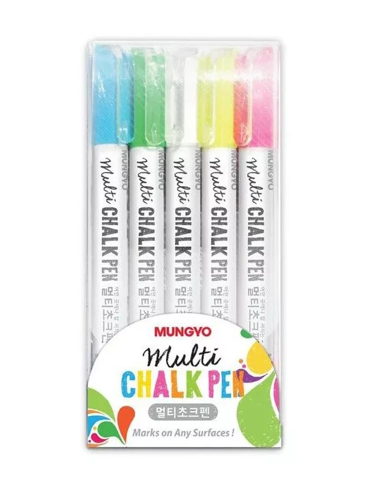 Krétamarker, krétafilc táblákhoz, üveghez, 5 db-os szett, Mungyo Chalk Pen