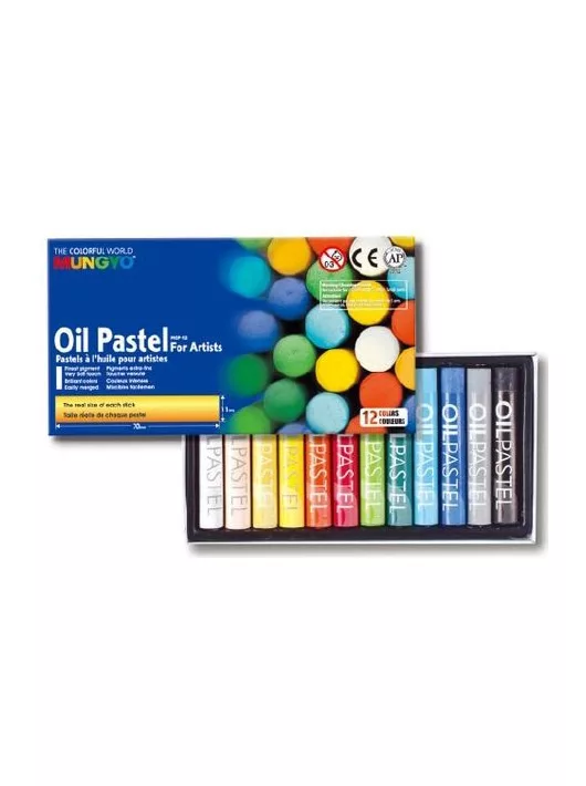 Olajpasztell kréta 12 db-os szett, Mungyo Oil Pastel for Artist MOP-12