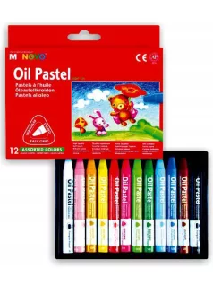   Zsírkréta 12 db-os szett, háromszög test, Mungyo Oil Pastel MOPT-12H