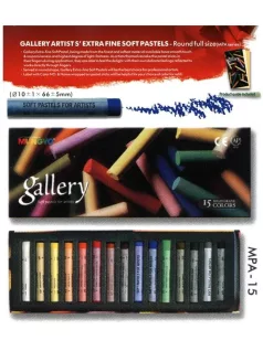   Extrafinom porpasztell kréta 15 db-os szett, Mungyo Gallery extra fine soft pastels MPA-15