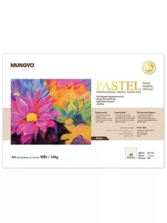   Pasztellpapír tömb, vázlatfüzet A/4, 30 lap/tömb, 160g, fehér, Mungyo MPPP-A4W