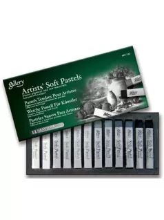   Extrafinom porpasztell kréta 12 db-os szett, szürkeskála, Mungyo Gallery Artist' Soft Pastels MPV-12G
