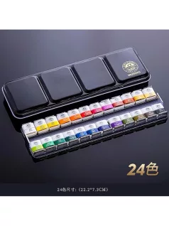   Akvarellfesték 24 félszilkével, alapszínek, Mungyo Professional Water Color MWPH-24