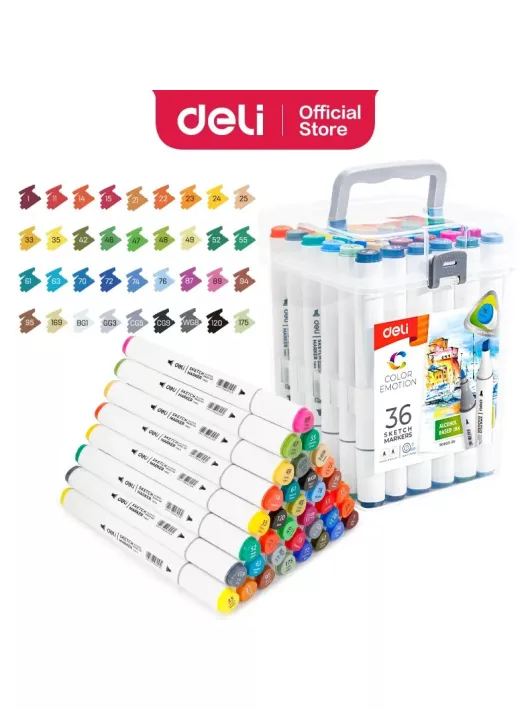 Sketch markerkészlet kétvégű, 36 darabos, Deli