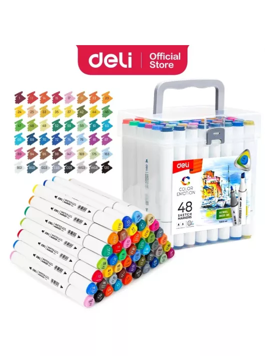 Sketch markerkészlet kétvégű, 48 darabos, Deli
