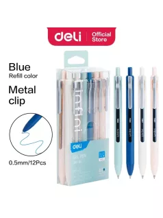   Zseléstoll, nyomógombos, 0,5mm, kék tinta, többféle tolltest, Linfini, Deli