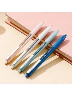   Zseléstoll, nyomógombos, 0,5mm, kék tinta, többféle tolltest, Linfini, Deli