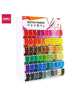 Sketch marker, kétvégű, 60 különböző szín, Deli