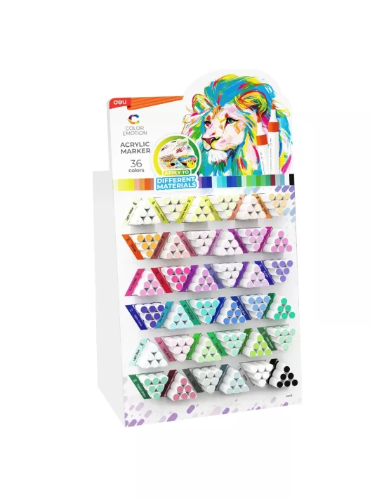 Akril filctoll, háromszögletű, 36 különböző szín, Deli