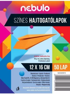   Színes papírok, hajtogatólap 12x16cm, 80g, 50 lap/cs, Nebulo
