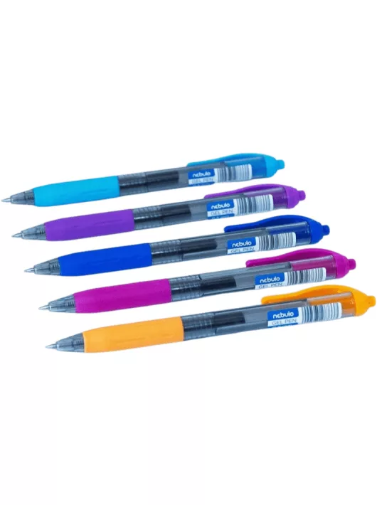 Zseléstoll, 0,5mm, kék tinta, vegyes tolltest színek, Nebulo