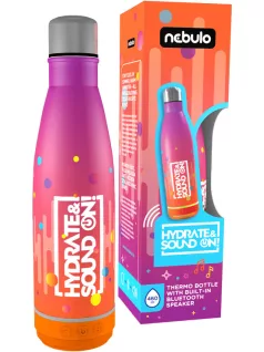   Nebulo thermo kulacs, fém, 460ml, beépített BLUETOOTH hangszóróval, rózsa-narancs