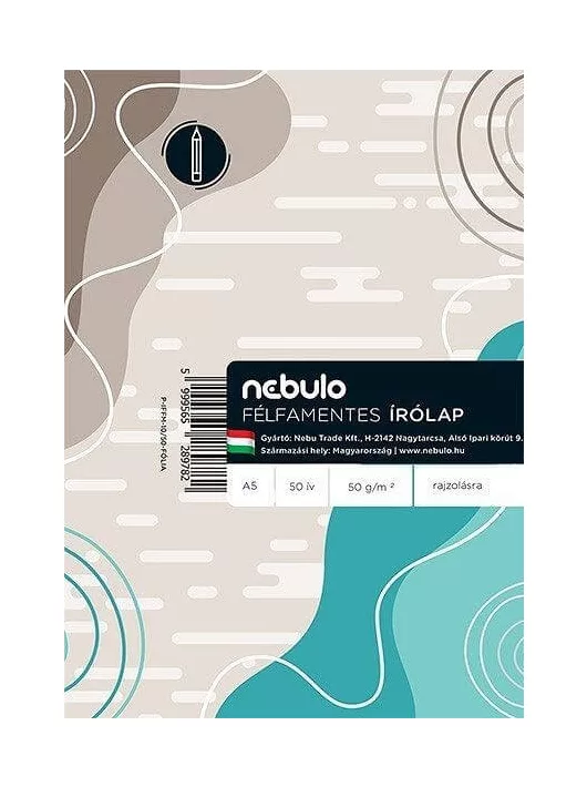 Írólap, A/5, félfamentes, 50 lap/csomag, 50g, Nebulo