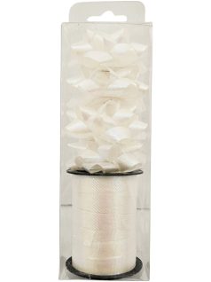   Kötöző szalag 10 m, 4 db öntapadós csillag masnival, fehér