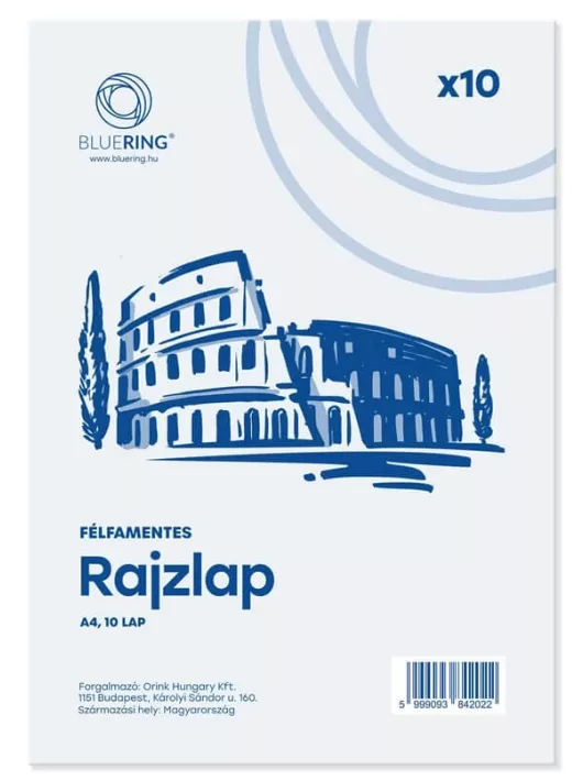 Rajzlap A/4, félfamentes, 120g, 10 lap/cs, Bluering