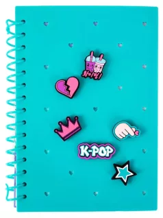   K-POP spirál füzet, A/5, kockás, 100 lap, műanyag borítóval, 3D díszekkel, CoolPack K-Pop