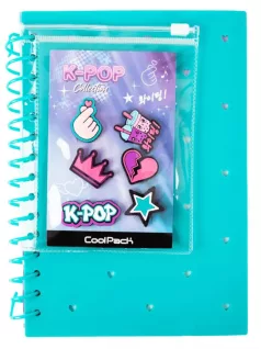   K-POP spirál füzet, A/5, kockás, 100 lap, műanyag borítóval, 3D díszekkel, CoolPack K-Pop