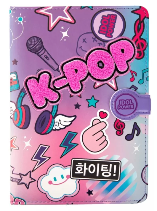 K-POP notesz, A/5, mágneses záródással, puha borítóval, vonalas