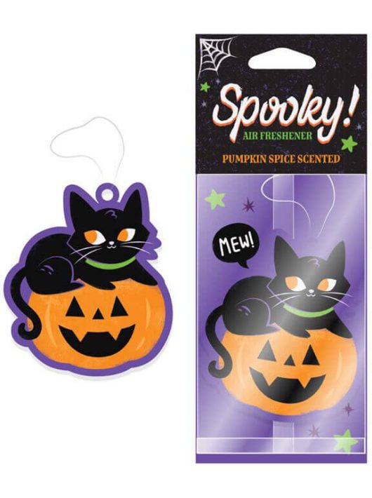Autóillatosító, fekete macska és tök, Halloween (fűszeres tök illat)