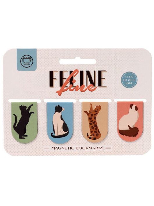 Cicás mágneses könyvjelző, 4 db/csomag, Feline Fine Macskafalka