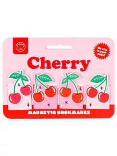 Cseresznye mágneses könyvjelző, 4 db/csomag