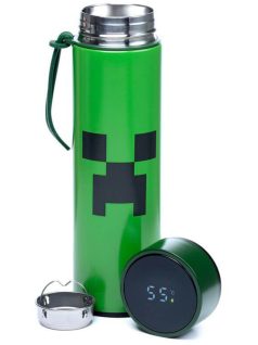   Minecraft mintás rozsdamentes acél thermo palack, digitális hőmérővel, 450 ml, Minecraft Creeper