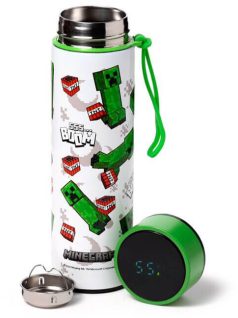   Minecraft mintás rozsdamentes acél thermo palack, digitális hőmérővel, 450 ml, Minecraft Creeper & TNT