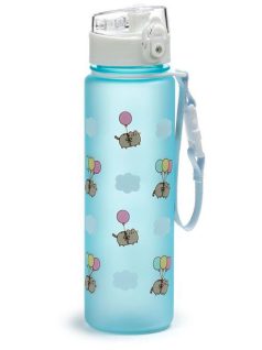 Pusheen cicás kulacs, 600ml, Pusheen macska lufikkal, kék
