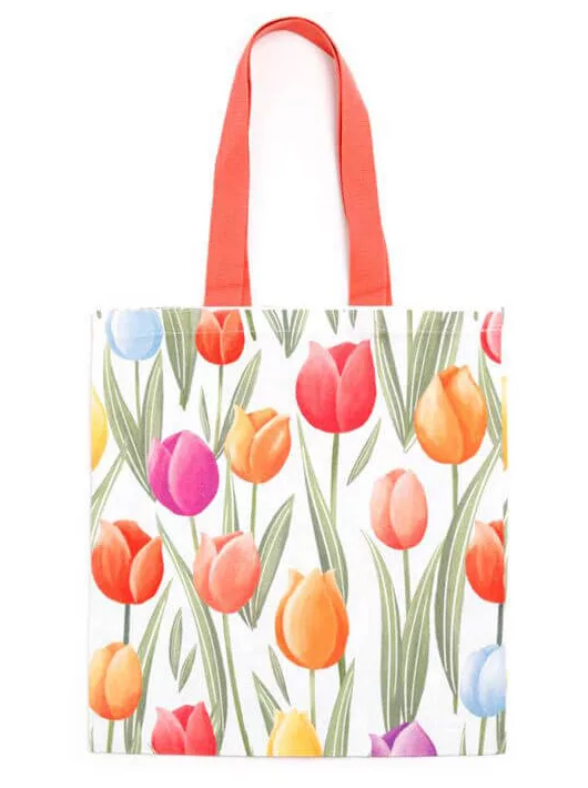 Tulipán mintás bevásárlótáska, 40x38cm