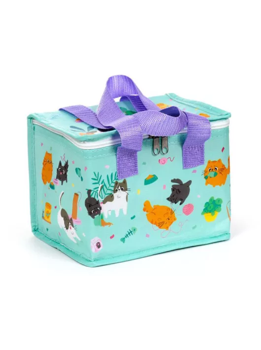Cicás uzsonnás táska, hűtőtáska, 21x16x14cm, Beans & Társai macskák
