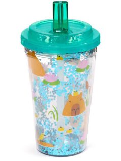 Kapibara pohár szívószálas tetővel, 500 ml