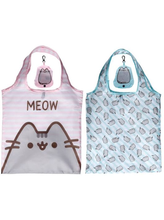 Pusheen cicás bevásárlótáska, összehajtható, 55x37cm (10x8x3cm), kétféle