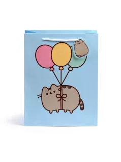   Pusheen cicás ajándéktáska, 33x26x12cm, nagy, macska lufikkal