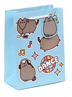   Pusheen cicás ajándéktáska, 23x17x9cm, közepes, Dance, kék
