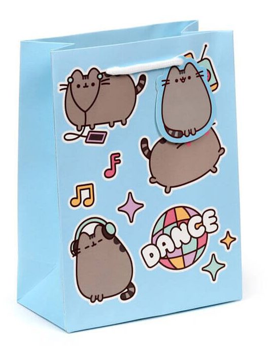 Pusheen cicás ajándéktáska, 23x17x9cm, közepes, Dance, kék