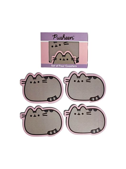 Pusheen cicás poháralátét szett, 4 db, parafa
