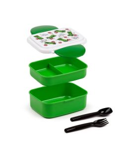   Minecraft mintás ételhordó, uzsonnás doboz szett, evőeszközökkel, Minecraft Creeper és TNT