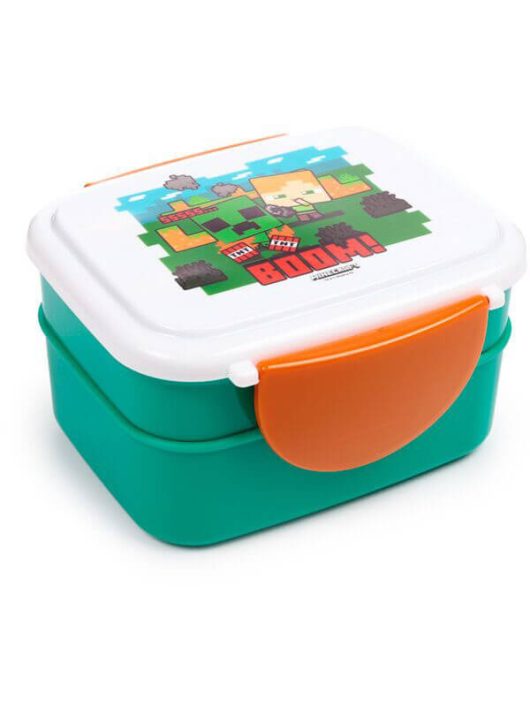 Minecraft mintás ételhordó, uzsonnás doboz szett, evőeszközökkel, Bento, Minecraft SSS… BOOM
