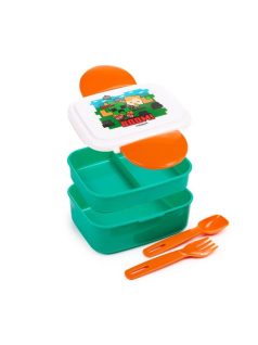   Minecraft mintás ételhordó, uzsonnás doboz szett, evőeszközökkel, Bento, Minecraft SSS… BOOM